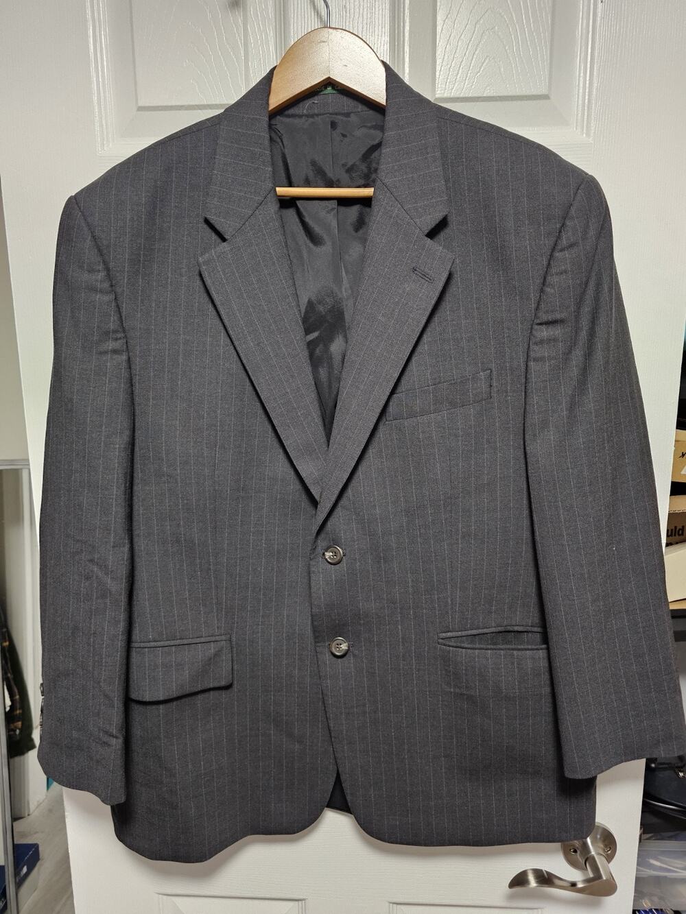 Lauren Ralph Lauren Mens Wool Sportcoat Jacket Blazer 43S Gray Pinstripe